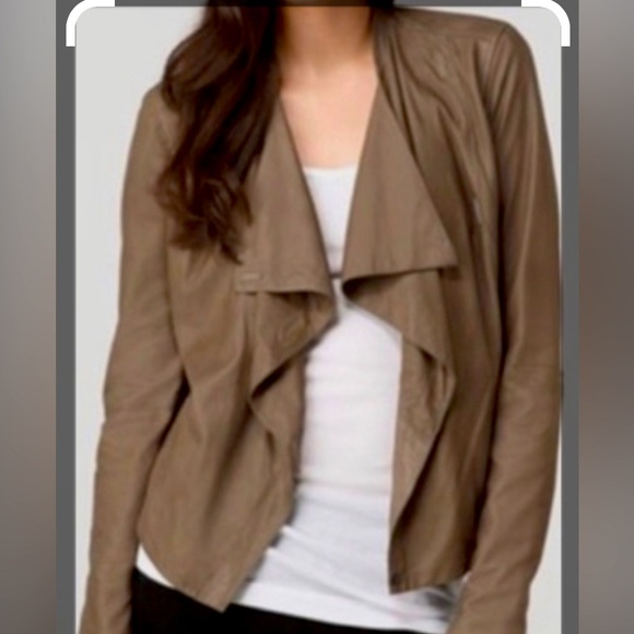 Vince Leather Draped Jacket - Picture 1 of 8